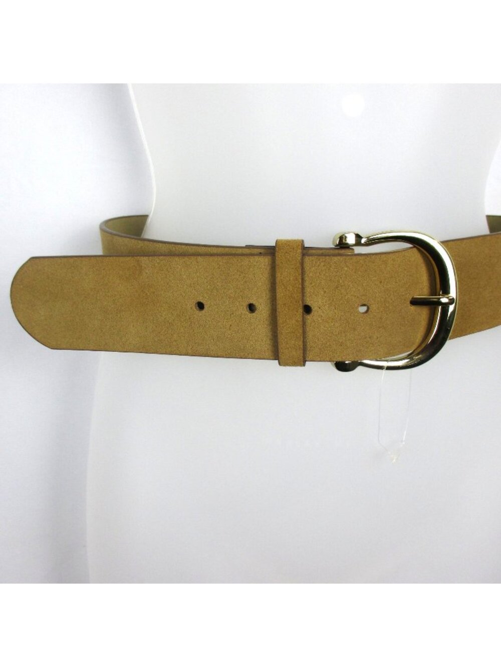 Express Camel Brown Leather Suede Belt with Gold Buckle XS/S Minimalist